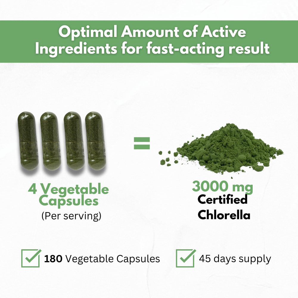 Chlorella capsules with cracked cell wall for easier nutrient absorption
