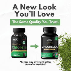 Chlorella nutrition label from HCL showing protein and iron