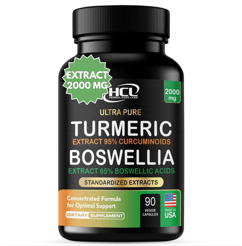 HCL Herbal Code Labs Turmeric Boswellia bottle for daily wellness support.