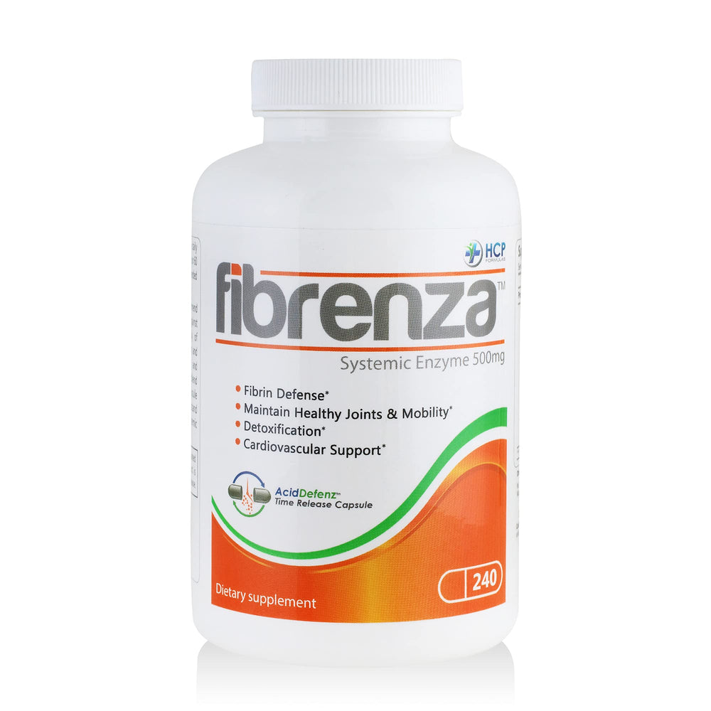 HCP Fibrenza bottle front showcases enzyme blend for daily systemic support