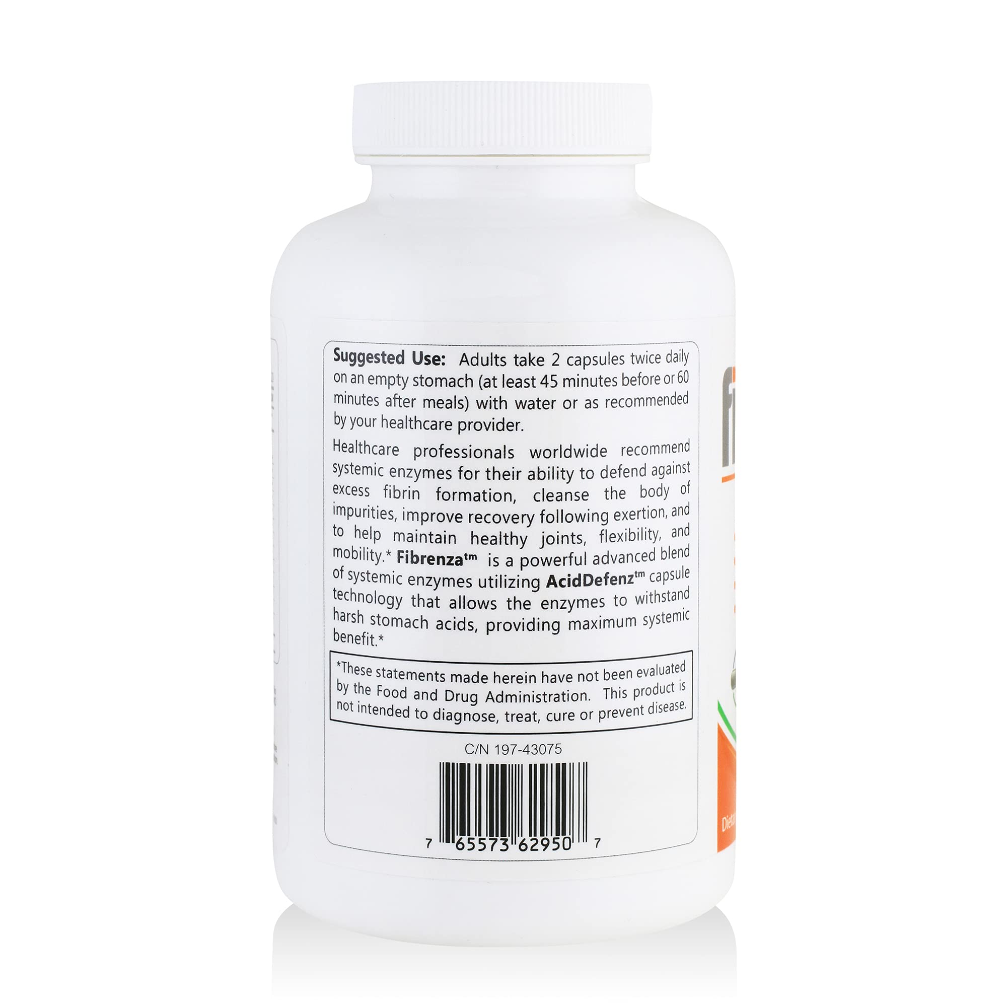 Ingredients panel features Serrapeptase and Nattokinase for system-wide support