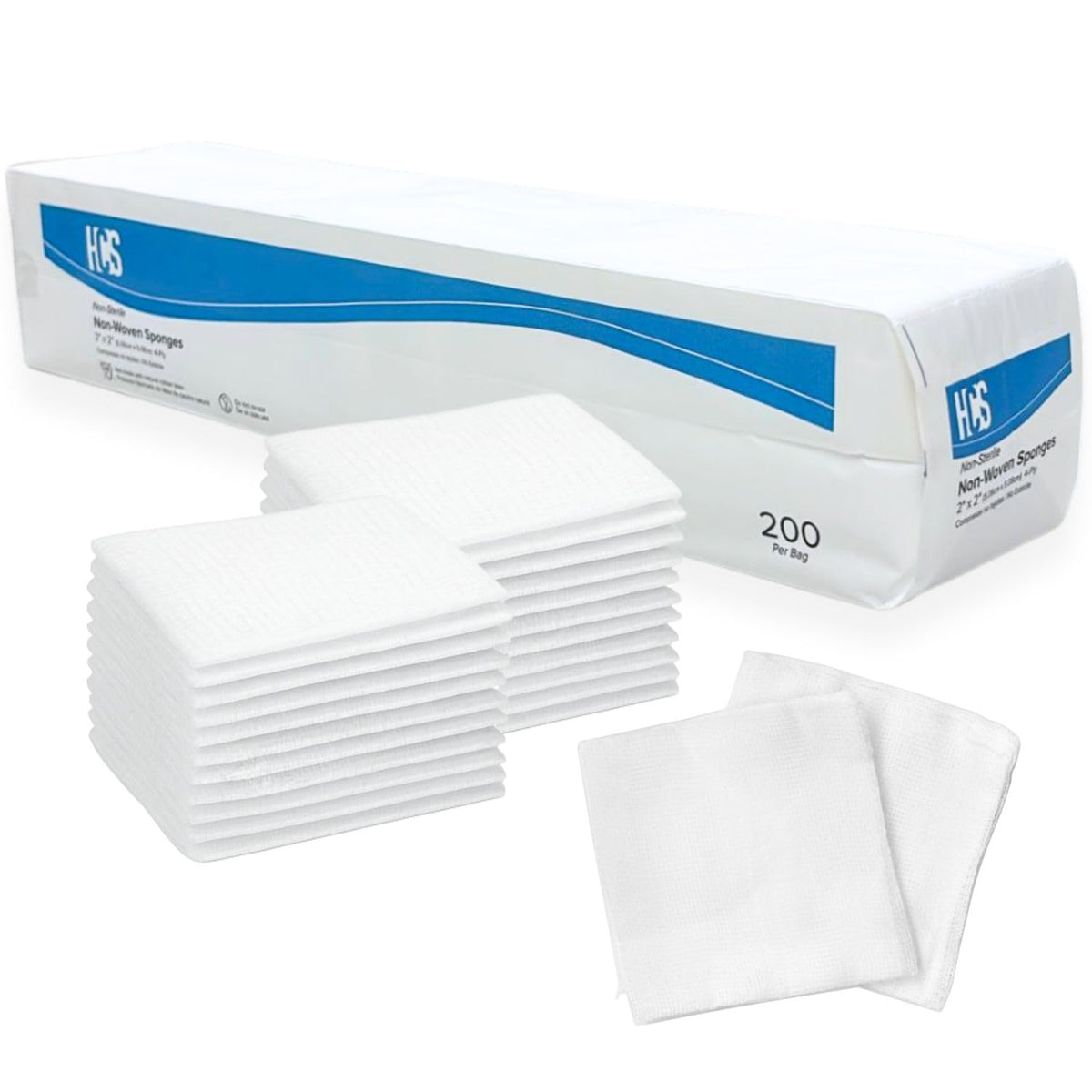 Gasa HCS 2x2, 4-ply, alta absorción para vendajes