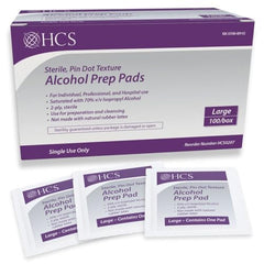 HCS Large Alcohol Prep Pads box ready for quick, hygienic skin prep in clinics or home.