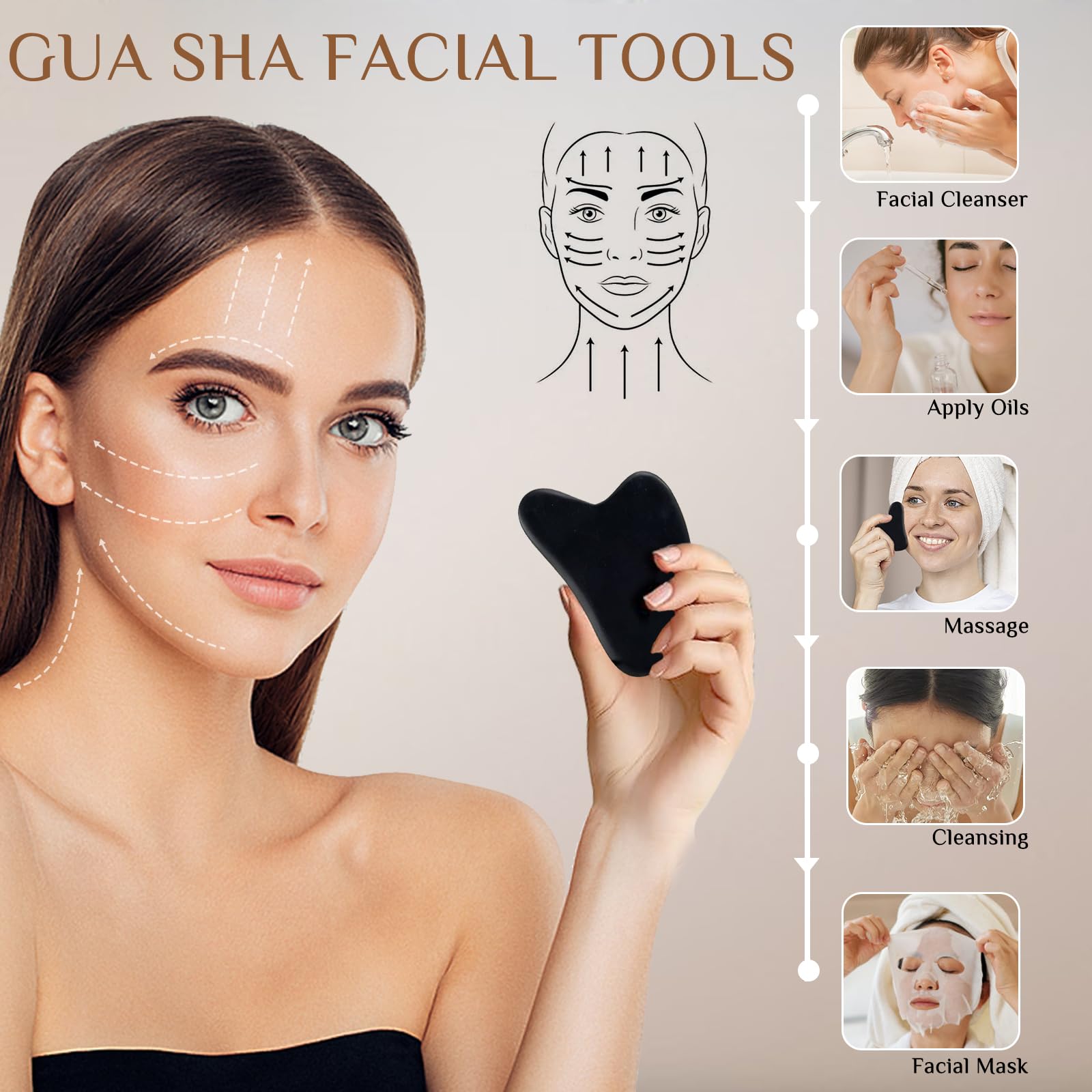 HDYAR heart-shaped gua sha tool for facial massage and lymph drainage.