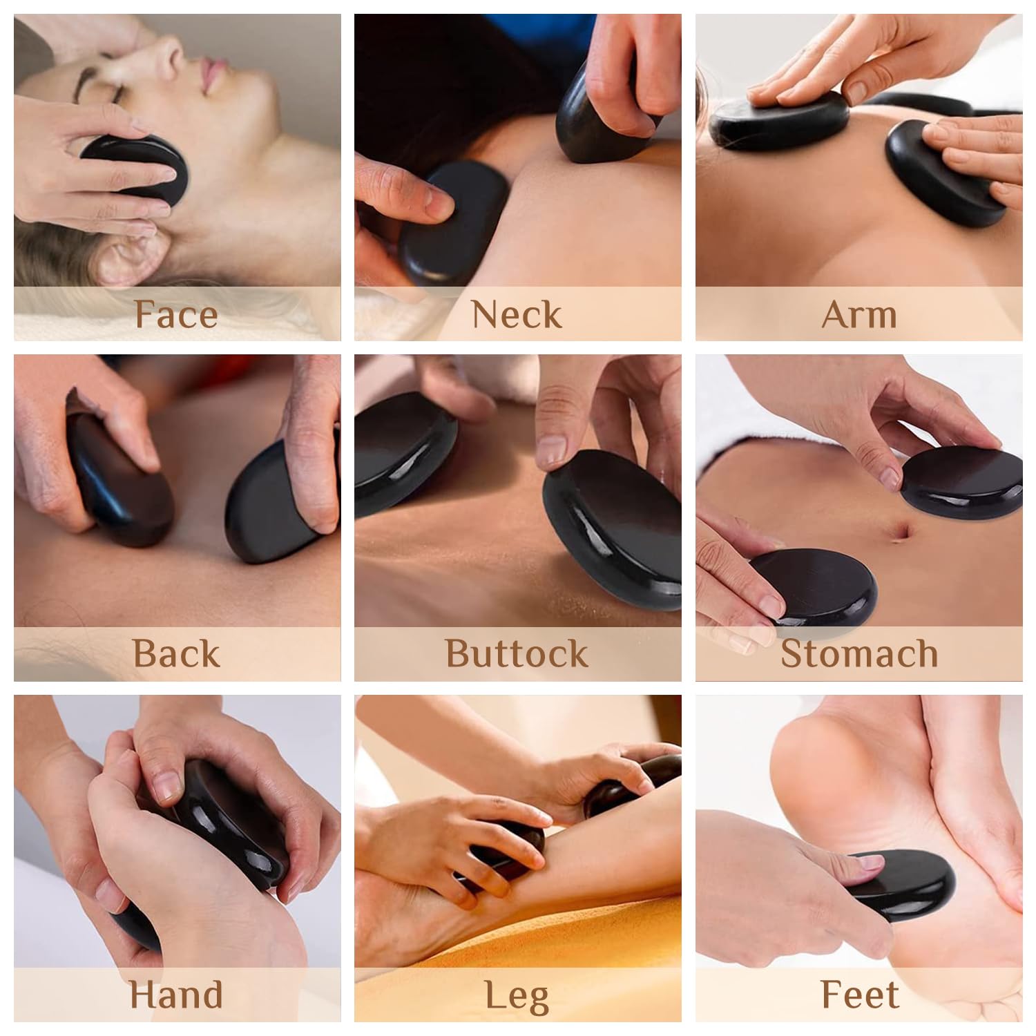 HDYAR stones used with massage oil to support circulation and swelling relief.