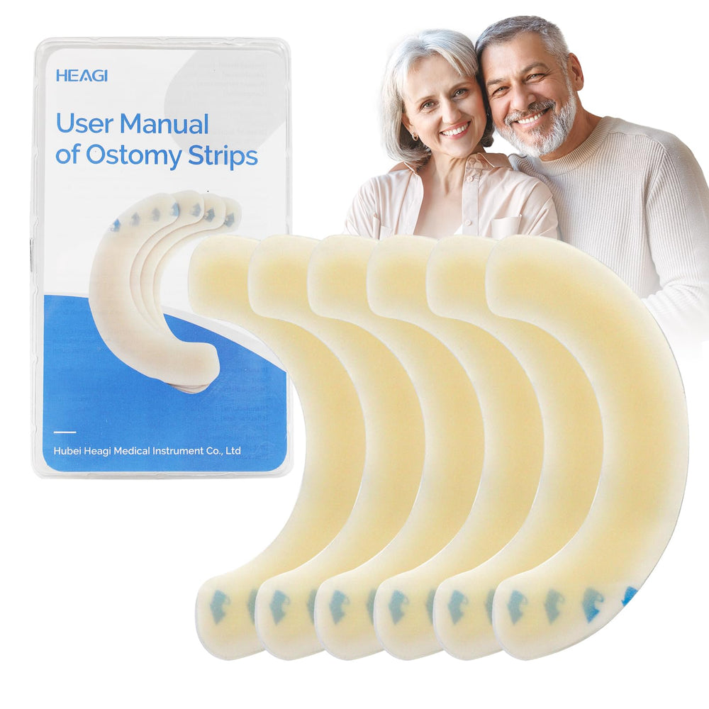 Heagimed 60PCS ostomy barrier strips packaging, showcasing skin-friendly hydrocolloid adhesion.