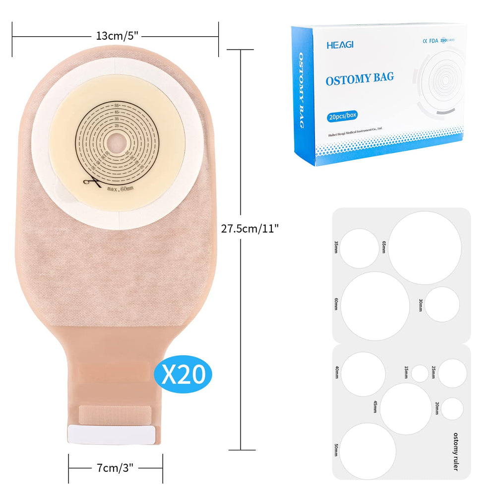 Heagimed stoma measurement card and instruction manual included.