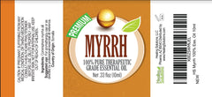 Healing Solutions myrrh bottle 10ml for mood uplift and warm aroma.