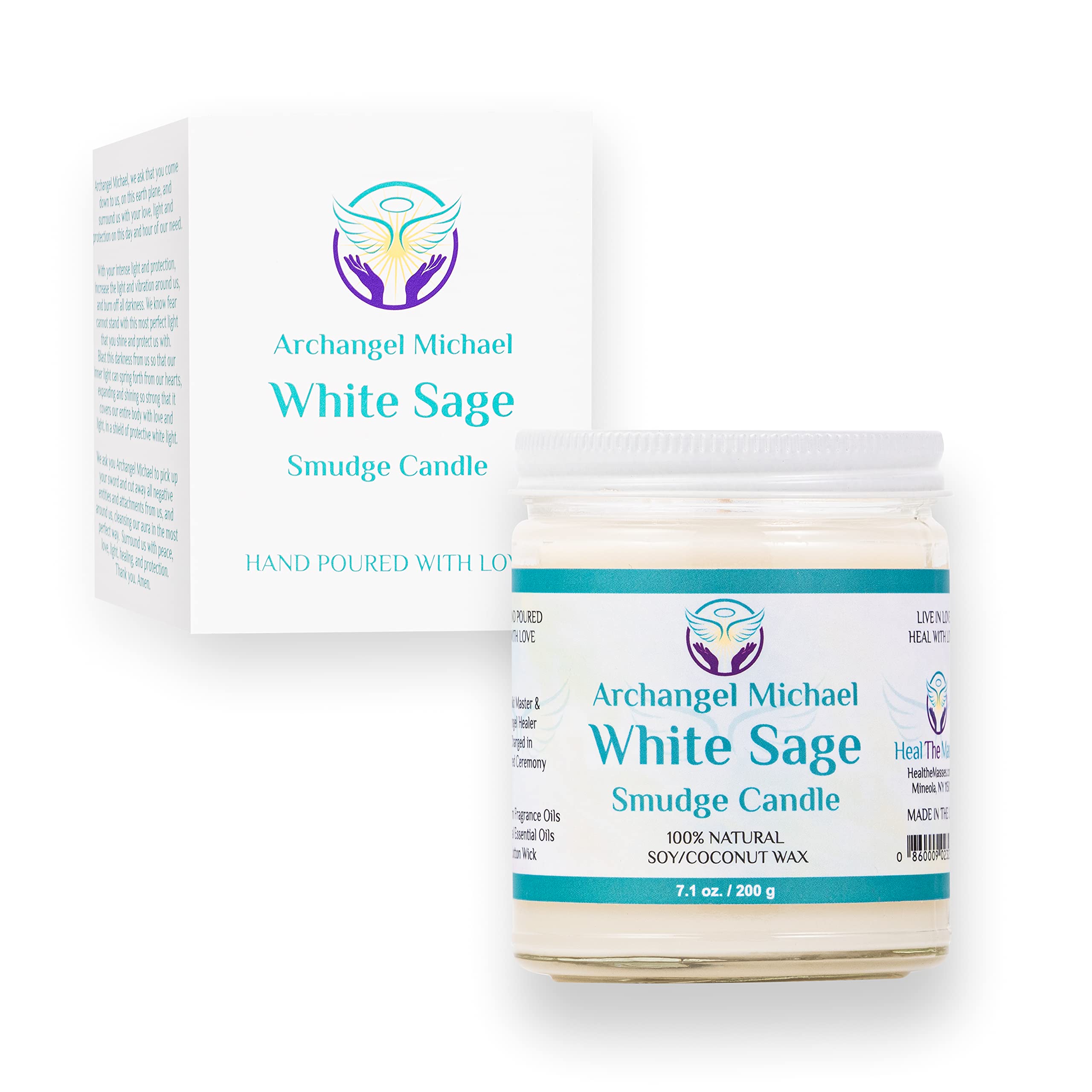 Heal The Masses White Sage Candle wax closeup reveals soy-coconut blend for clean, even burn.