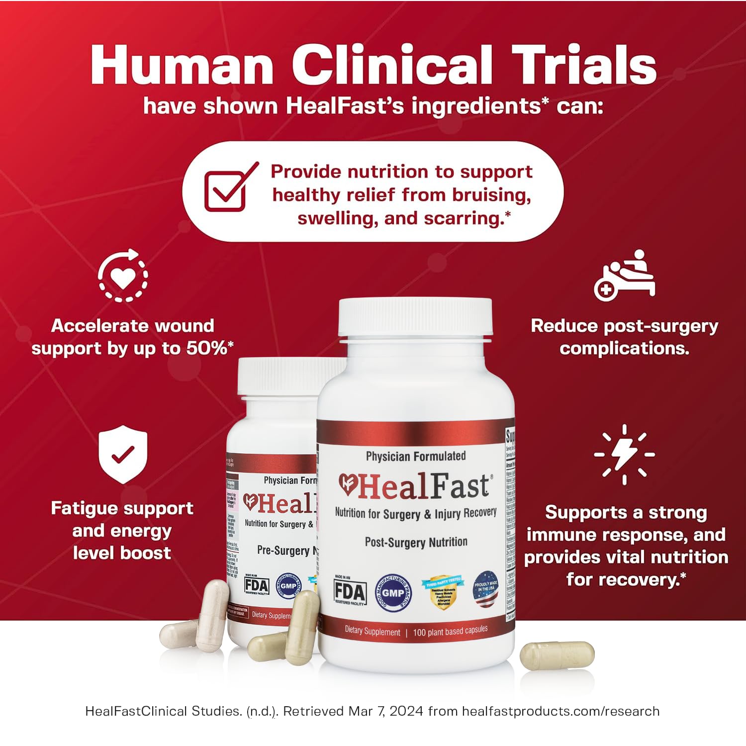 HealFast pre-op regimen daily doses prepared for upcoming surgery