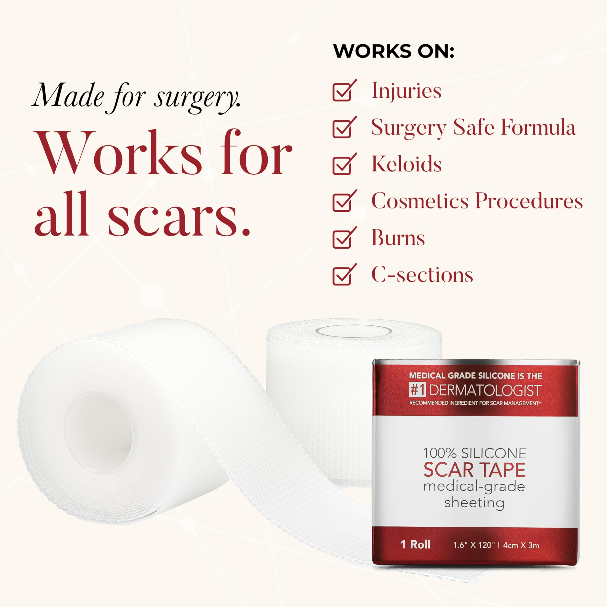HealFast silicone scar tape on a burn scar for smooth skin contact and protection.