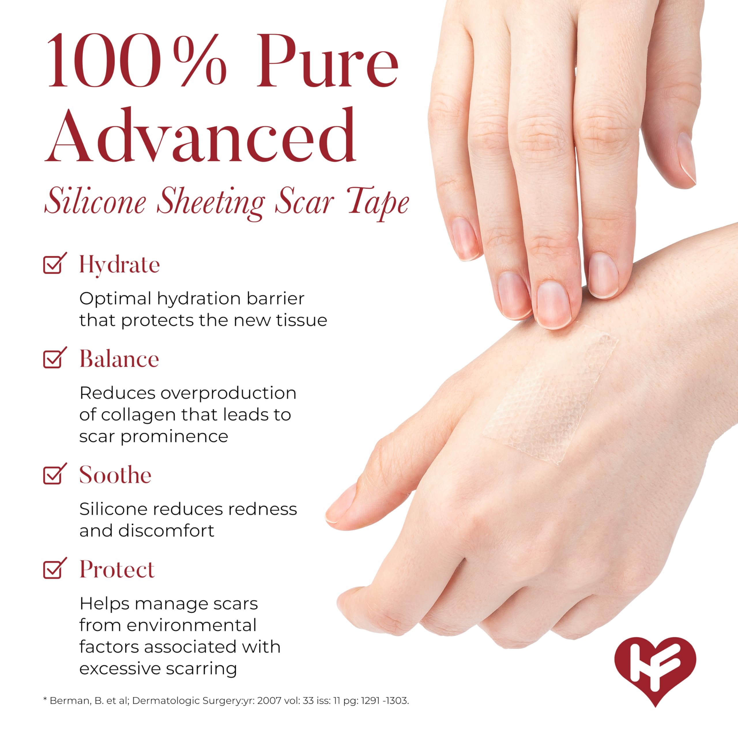 HealFast silicone scar tape over a keloid-prone area to help reduce irritation and moisture.
