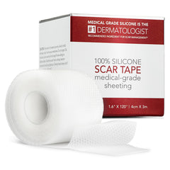 HealFast silicone scar tape applied to a surgical scar for discreet support.