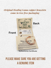 Healing Lama copper bracelet on wrist demonstrates comfortable fit and stylish finish