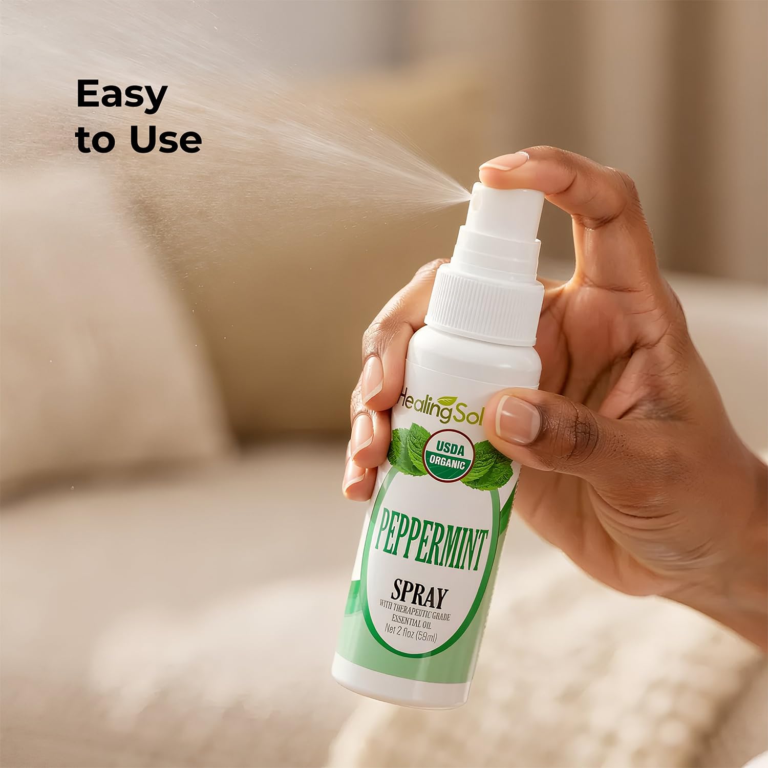 Healing Solutions 2oz Bottle offers travel-friendly minty freshness on the go.