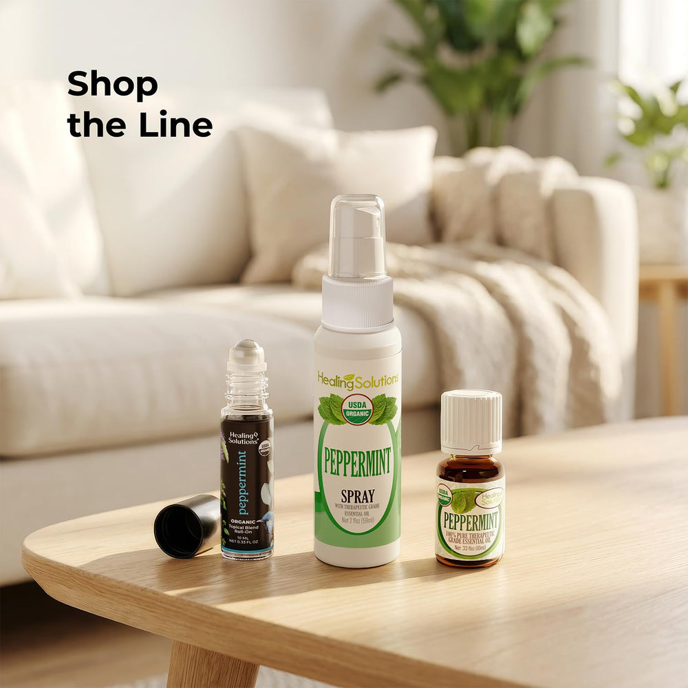 Healing Solutions Organic Peppermint Essence provides pure aromatherapy on demand.