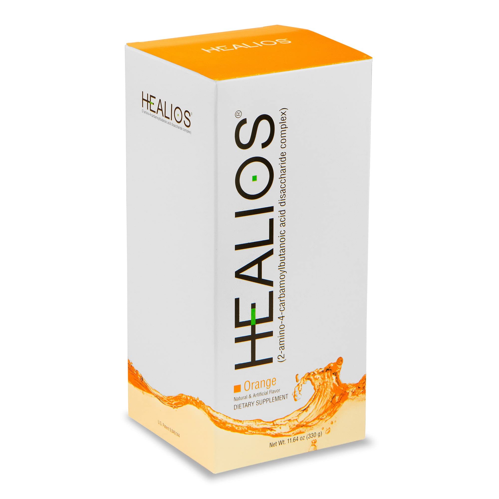 Healios orange flavor pour into water creating an easy swish-and-swallow.