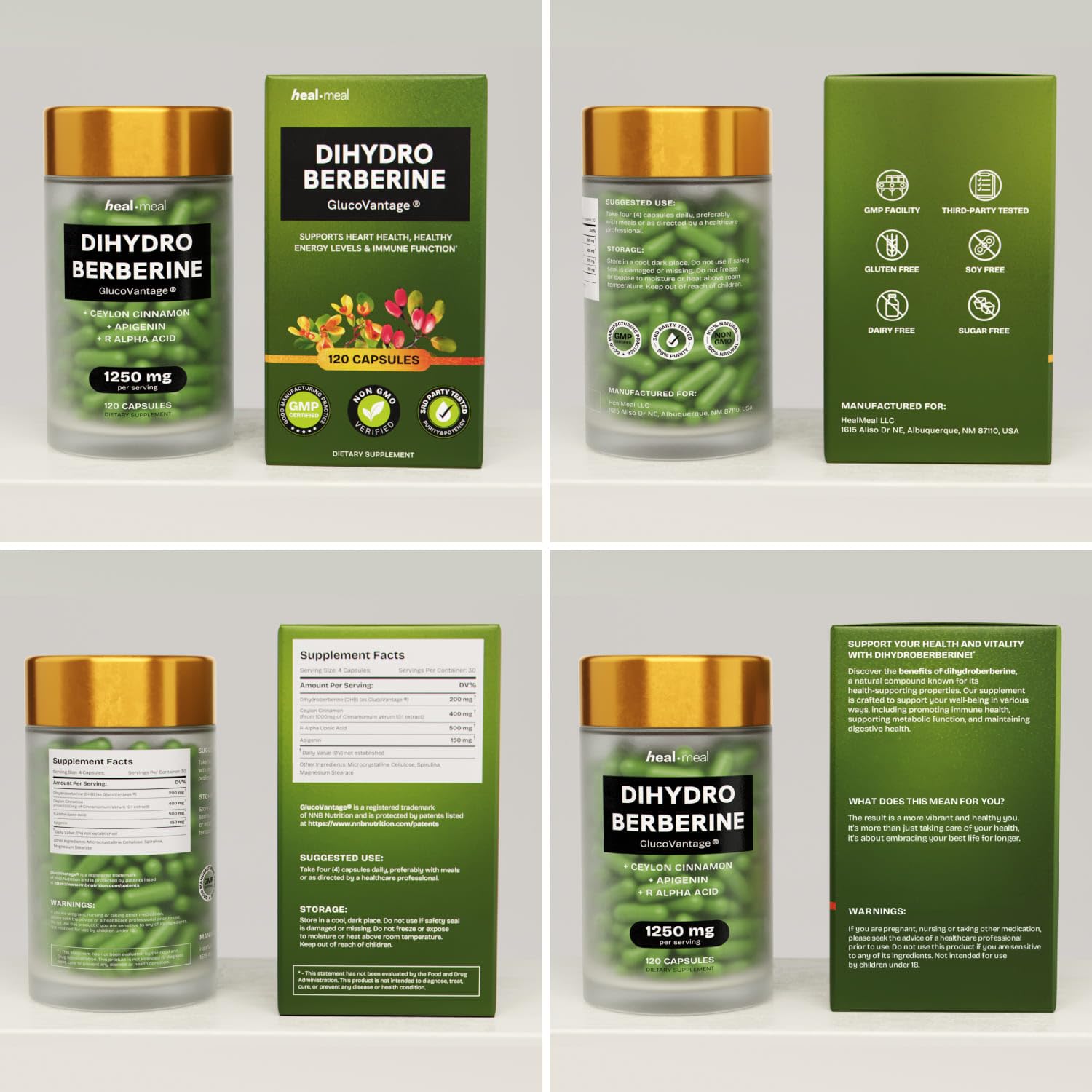 HealMeal Dihydroberberine bottle on shelf in a store setting.