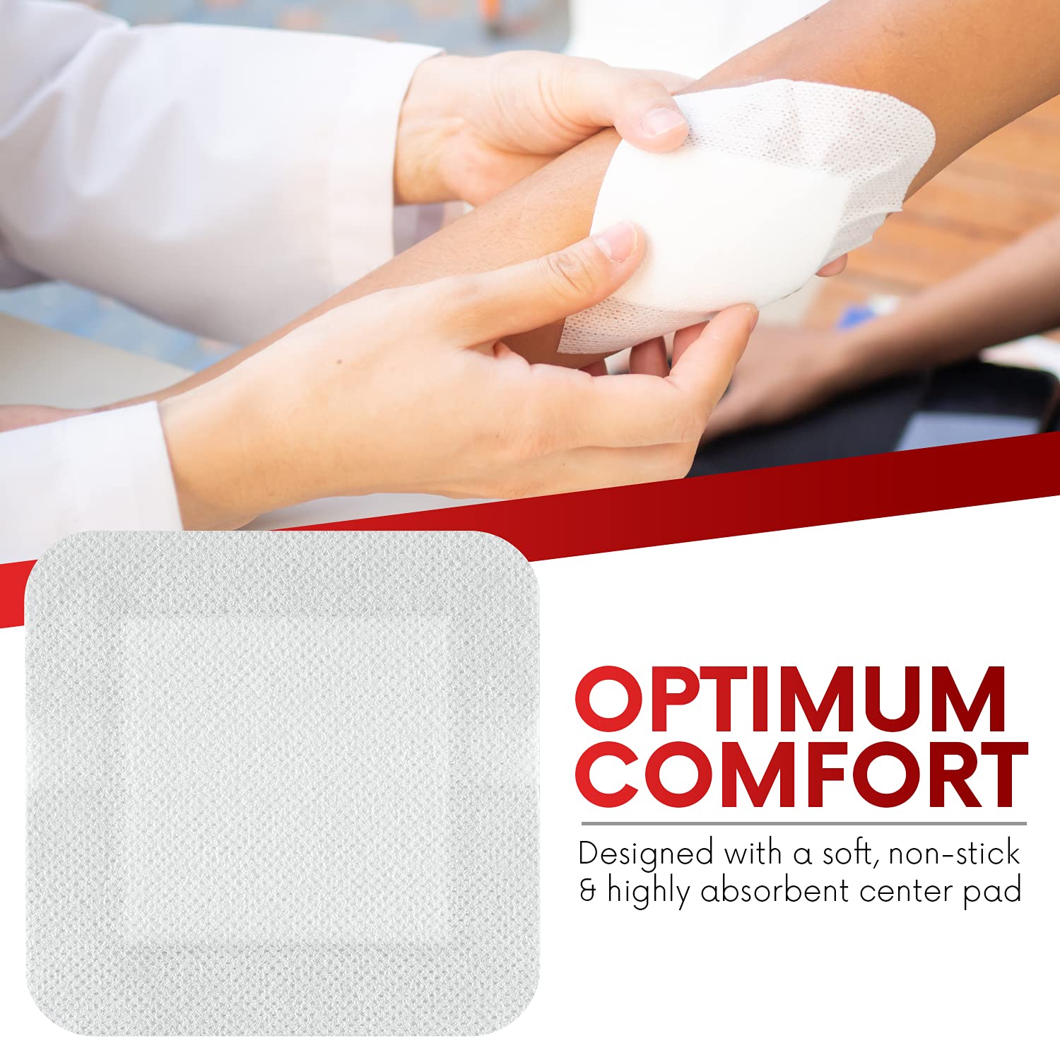 HEALQU bordered gauze island dressing quick-peel adhesive—simple application when on the go.