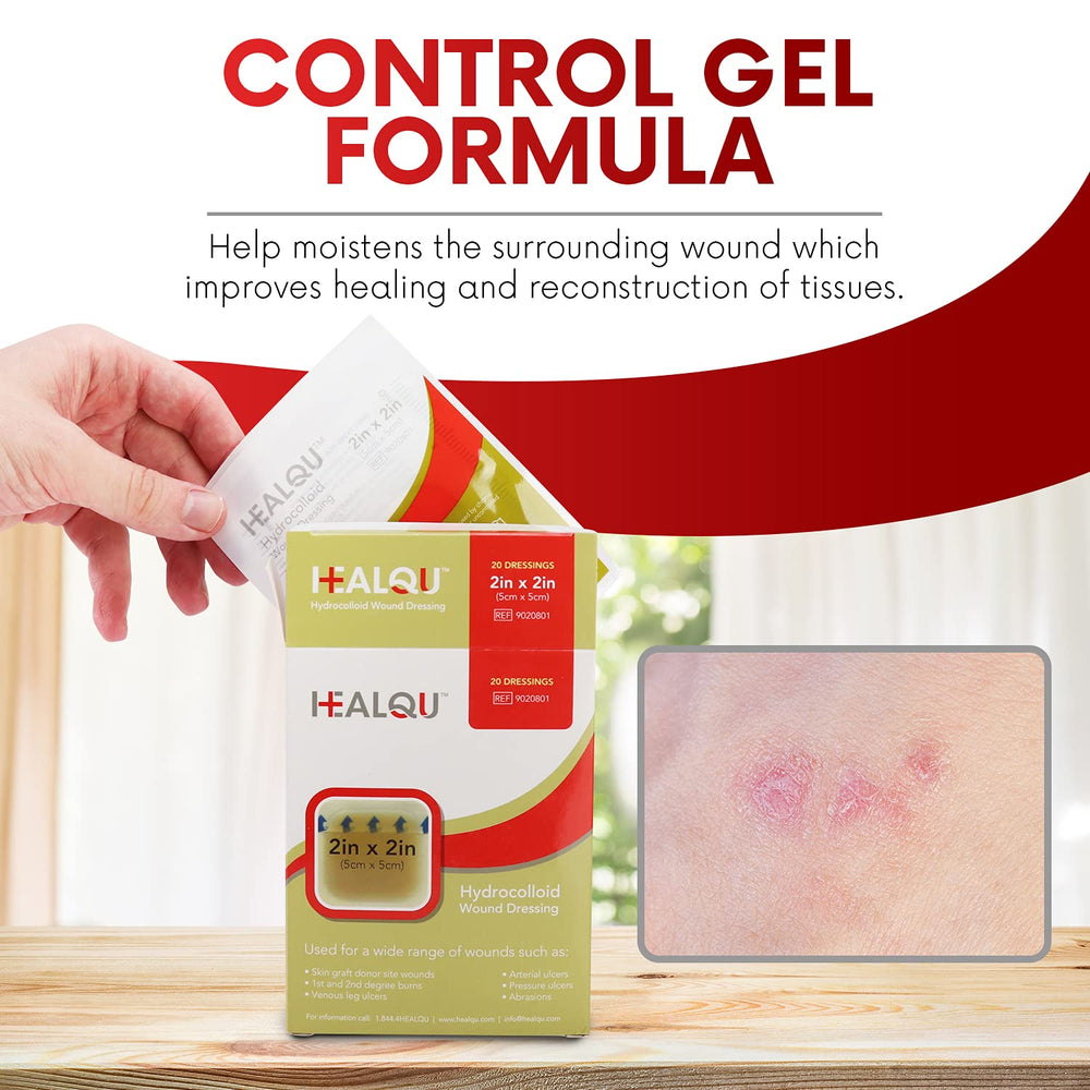 Healqu hydrocolloid wound dressing shows absorption close-up indicating moisture management