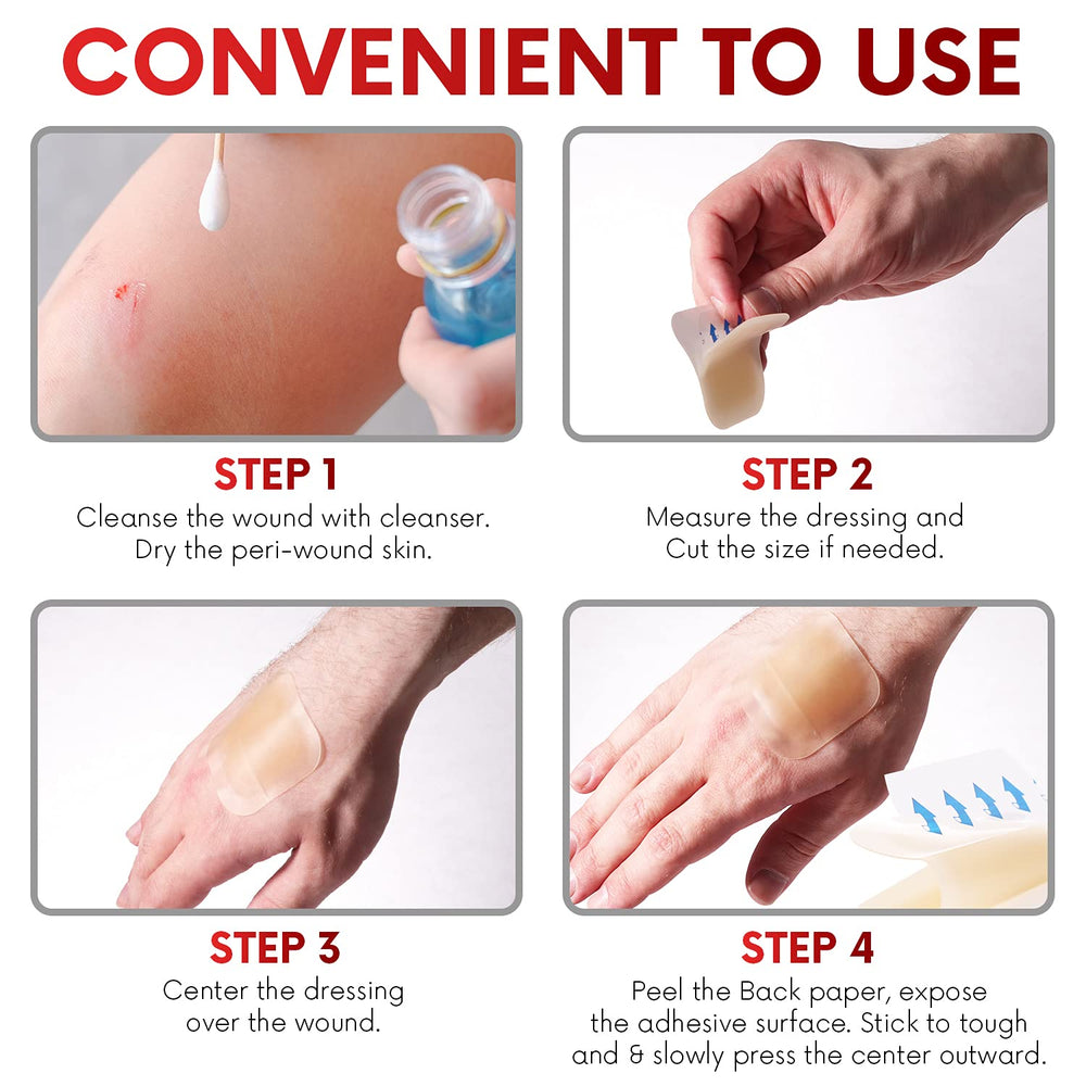 Healqu hydrocolloid wound dressing with bordered edges provides secure, comfortable wear