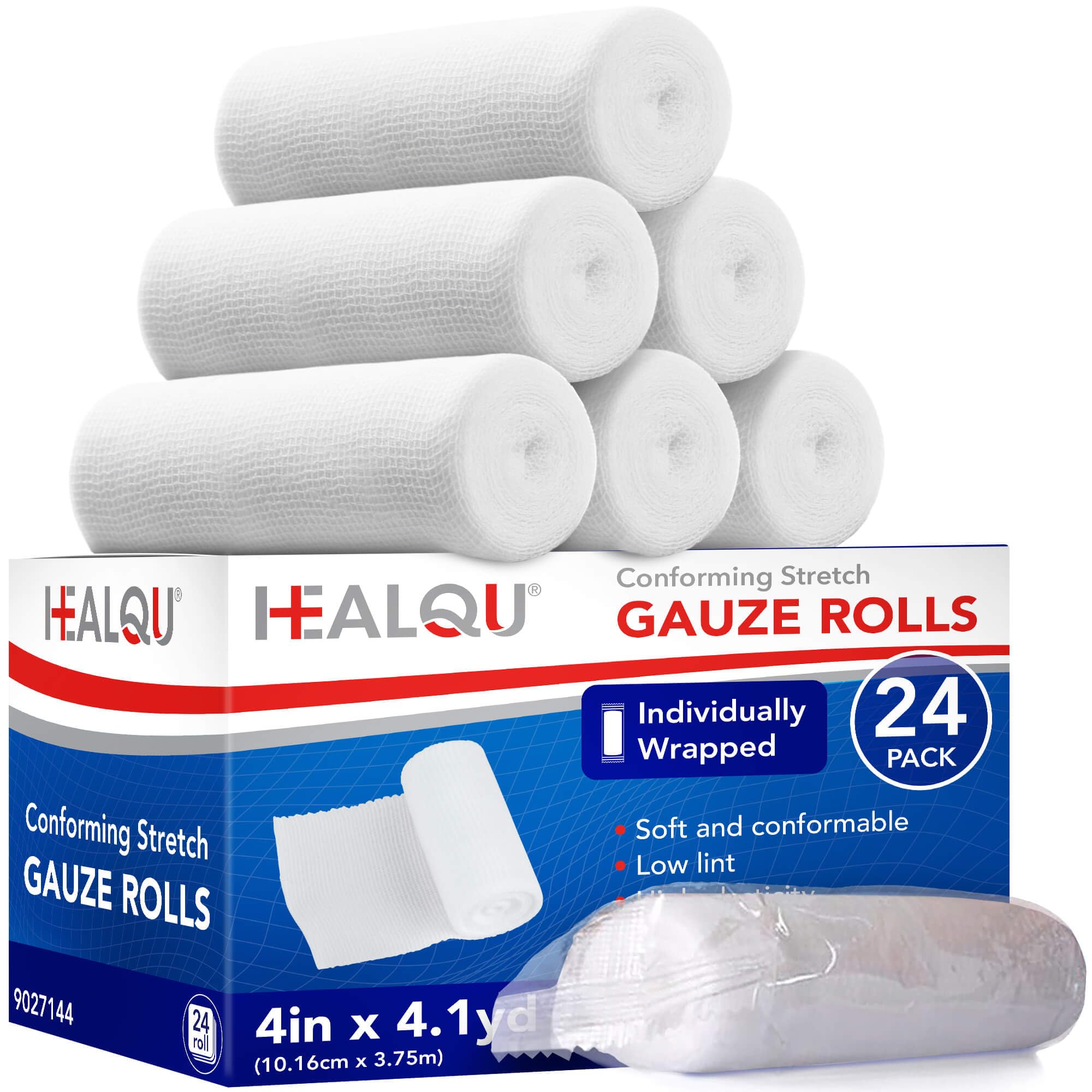 Healqu rollos gasa 4x4 con empaque individual, ideal para kit de primeros auxilios prácticos