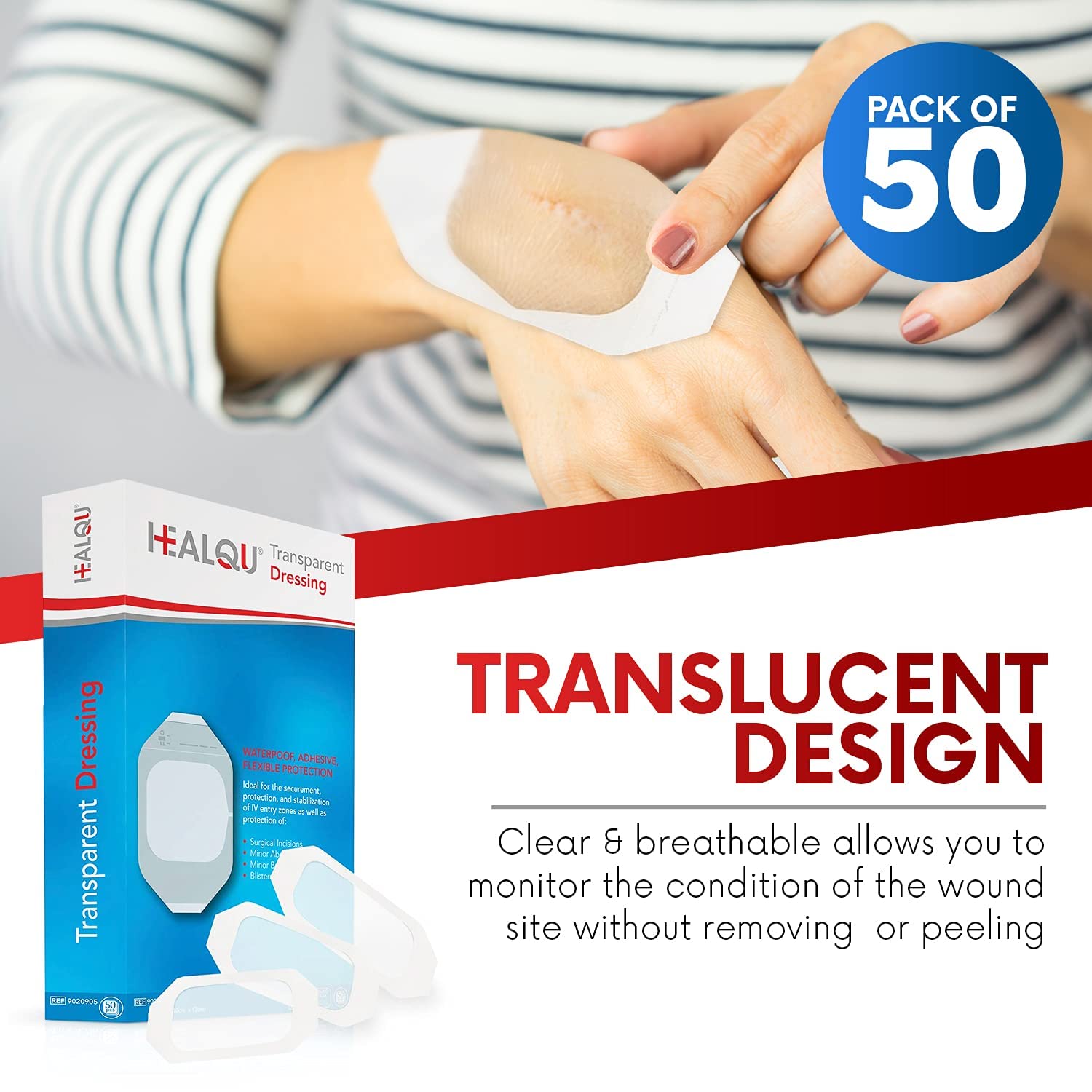 Close-up of Healqu film highlighting ultra-thin breathable coverage.