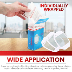 Healqu waterproof breathable dressing protects while you shower or swim.