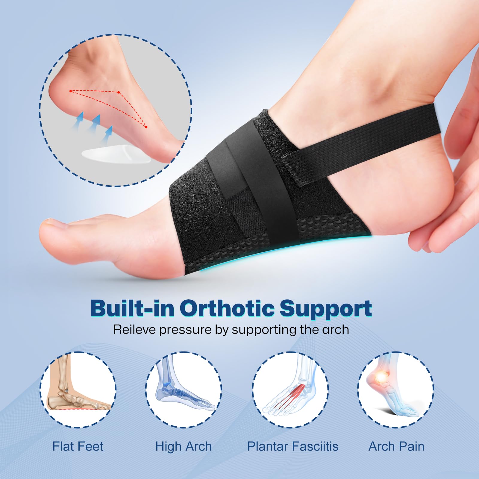 Adjustable elastic strap offers a secure, customizable fit.