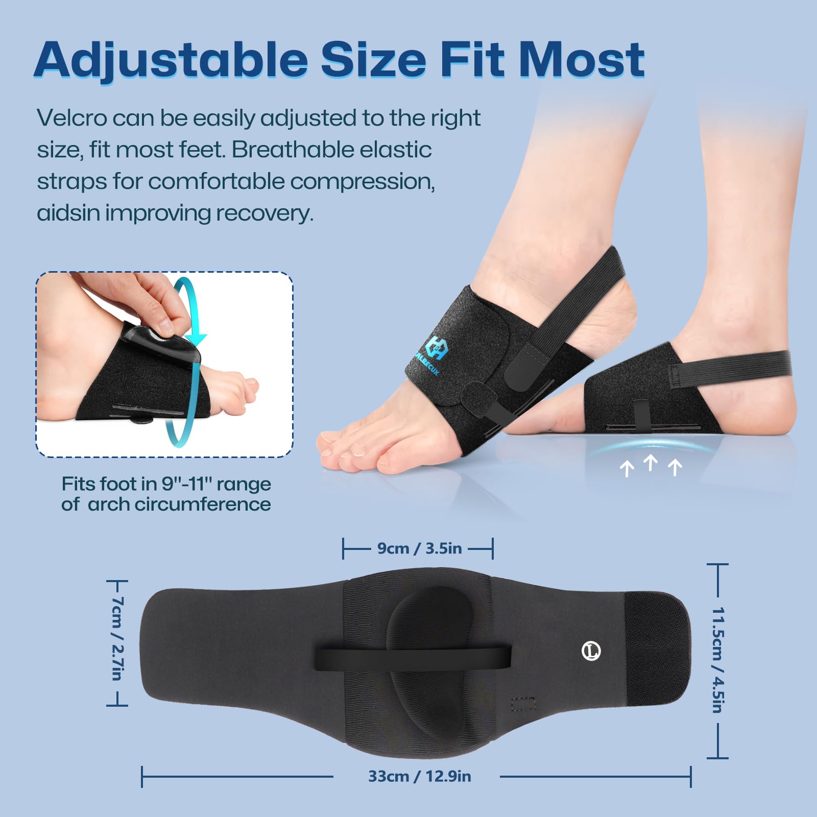 Healrecux arch-support brace in use supports arch during daily activities