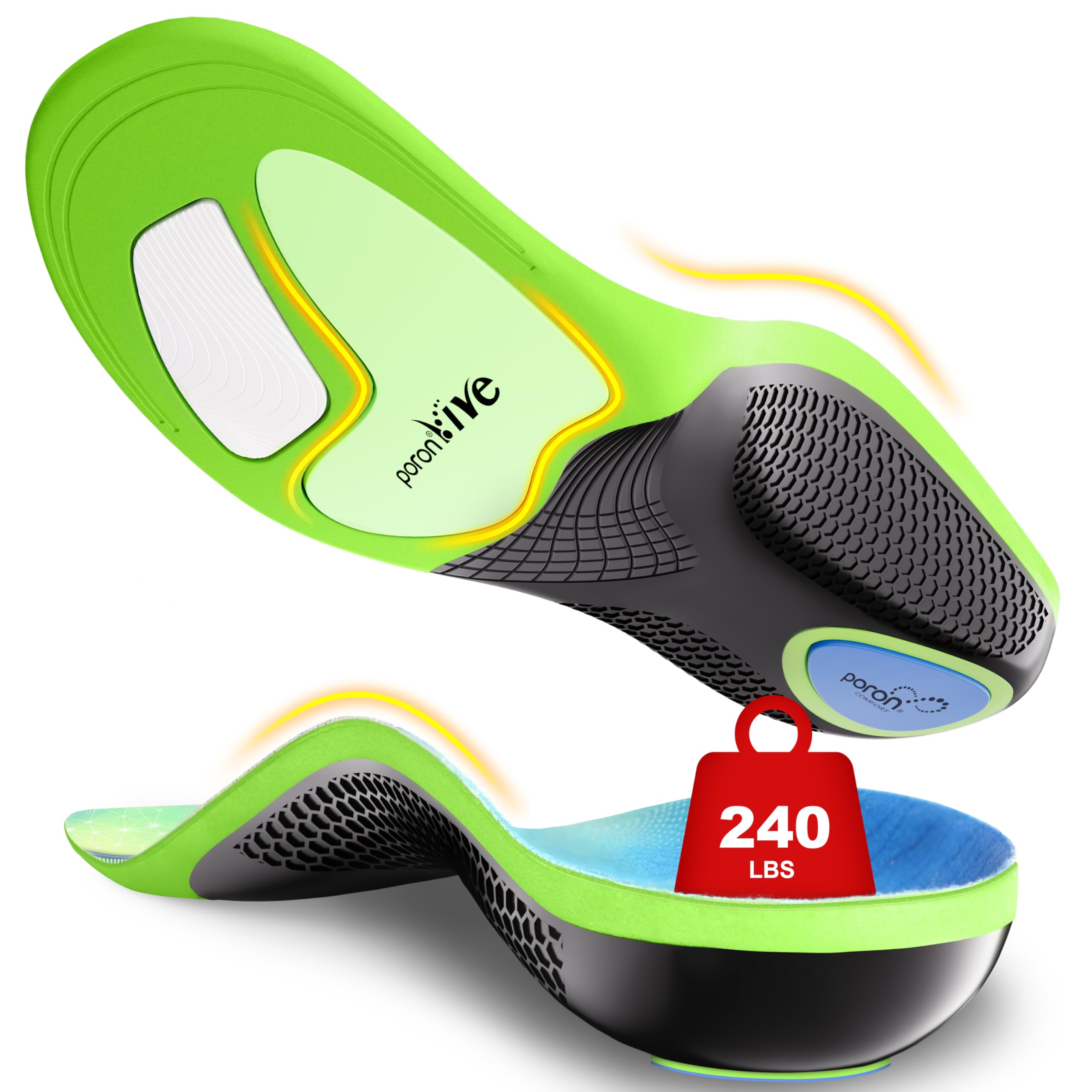 Healrecux heavy-duty arch-support insoles left view for standing comfort