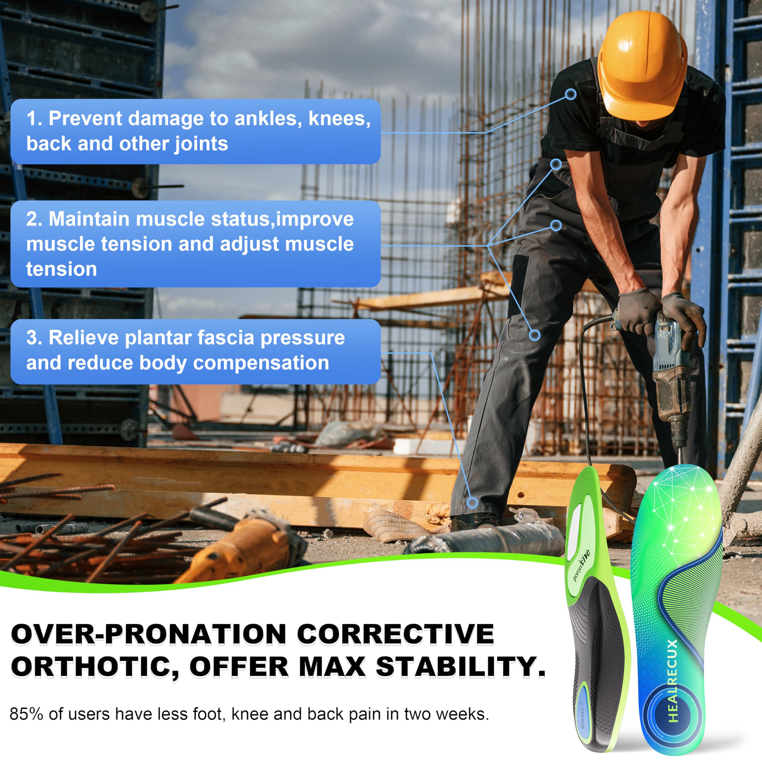 Healrecux work boot insole designed for durable daily wear.
