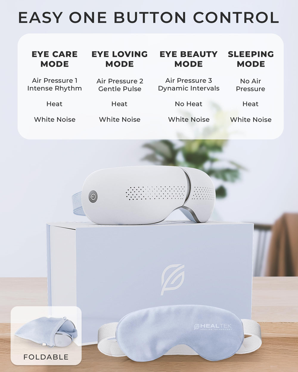 HealTek offers four customizable massage modes with memory for consistent sessions.