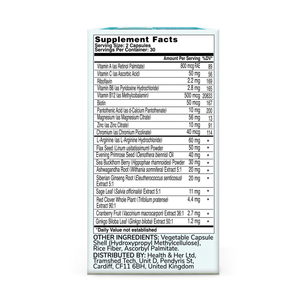 Health & Her vegan cruelty-free certification seal on packaging.