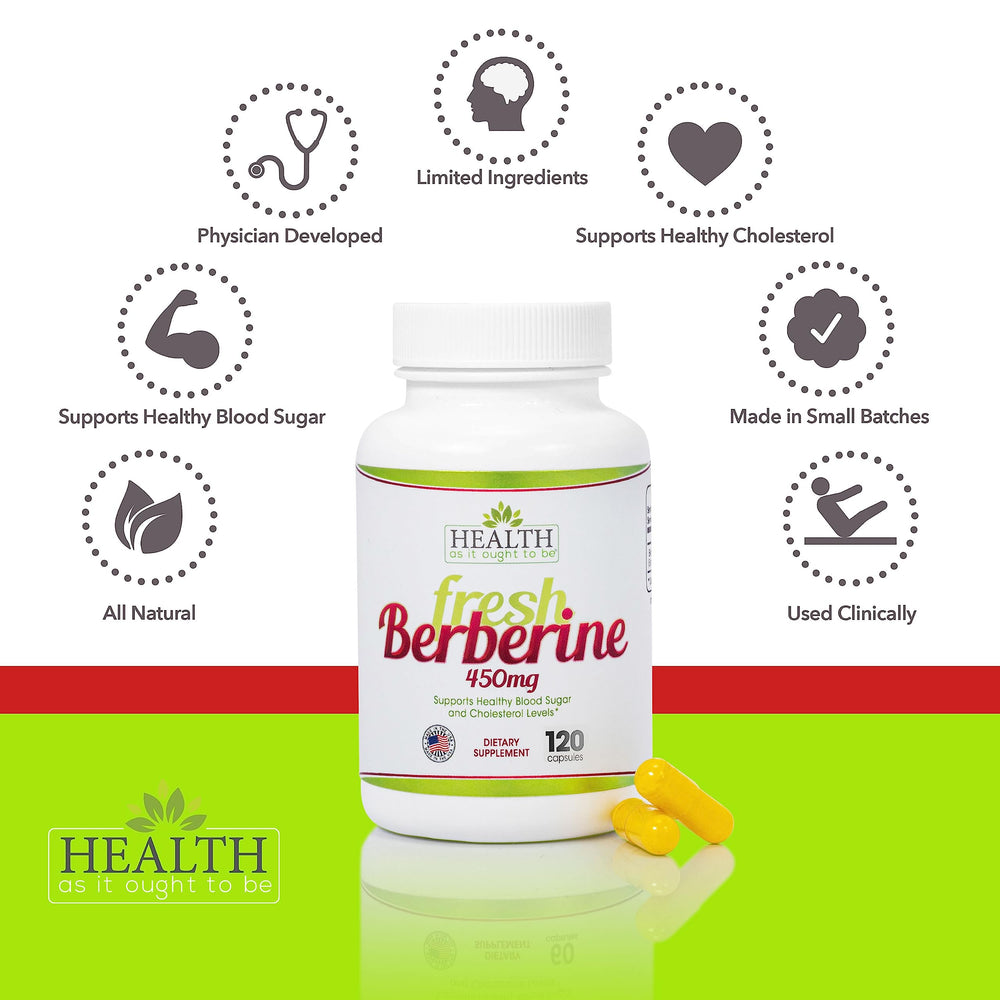 Health As It Ought To Be Fresh Berberine daily-use bottle on kitchen counter for convenience
