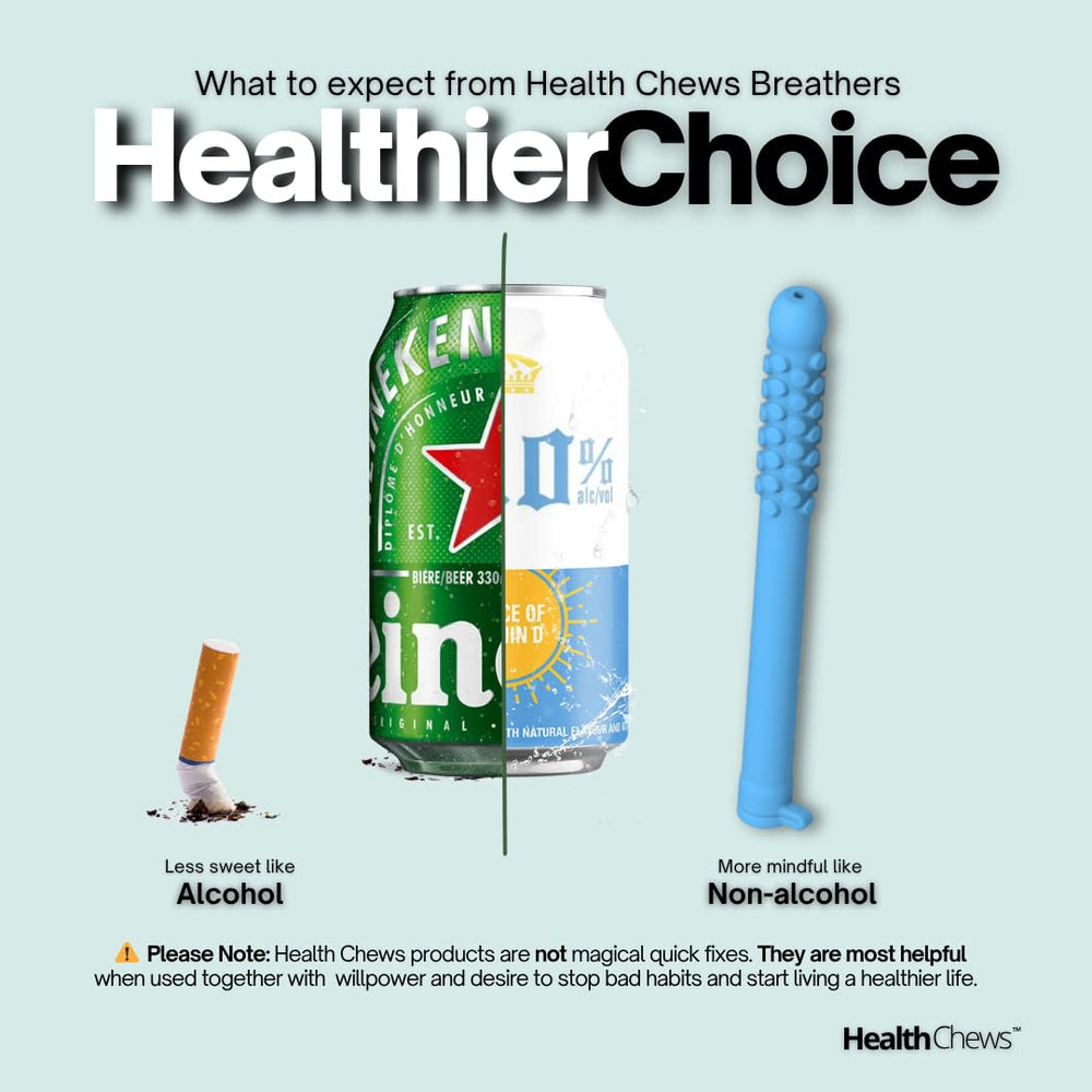 Health Chews non-electric quit smoking tool suitable for home, work, or travel.