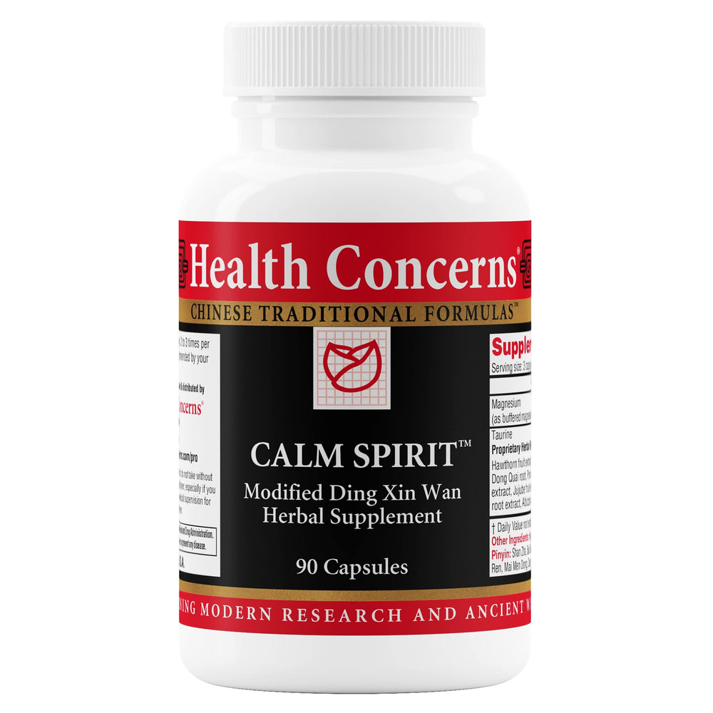 Health Concerns Calm Spirit bottle on your desk for daily stress support.