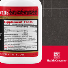Health Concerns Calm Spirit capsules close-up showing a gentle calming routine.
