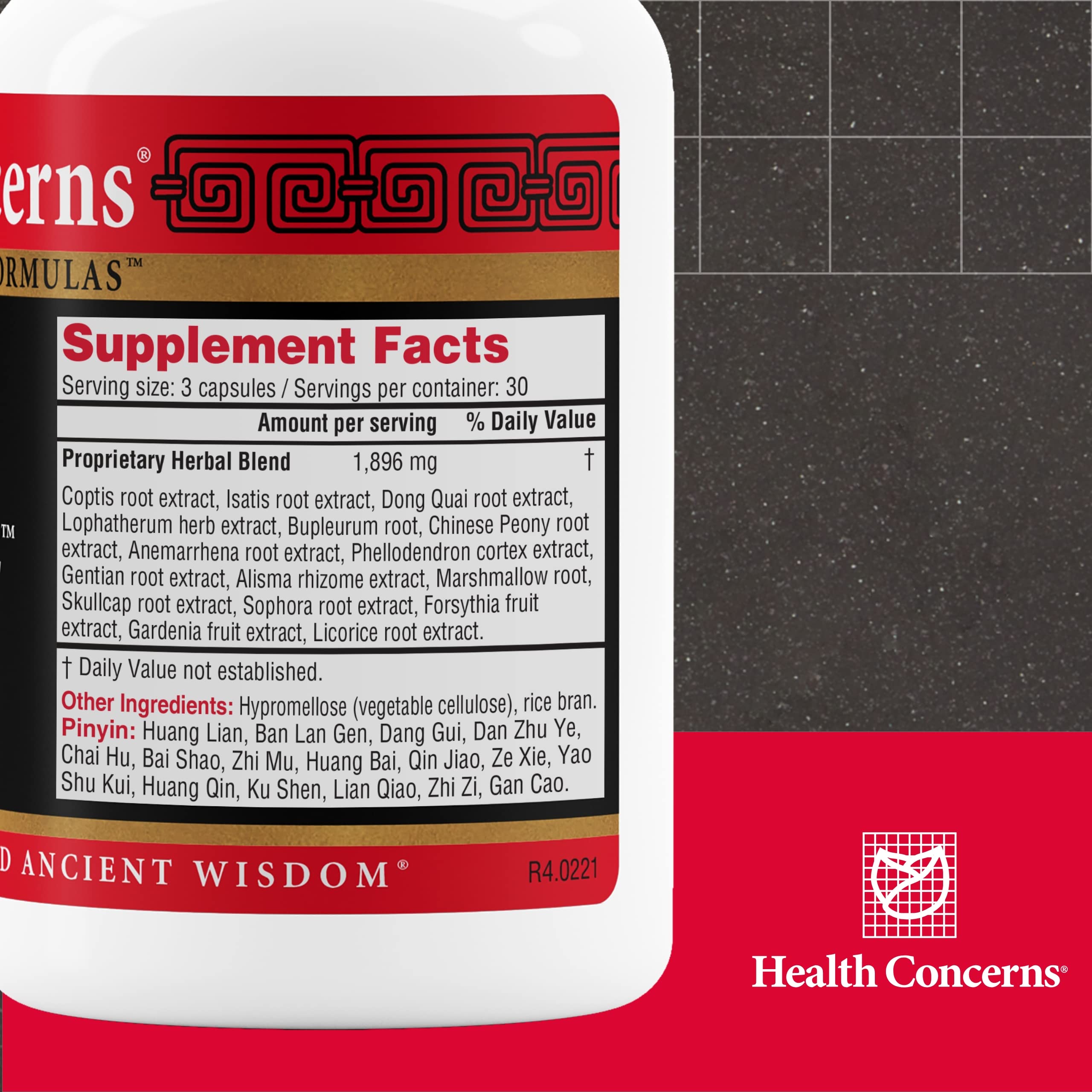 Health Concerns Coptis Purge Fire capsules close-up ready for daily detox.