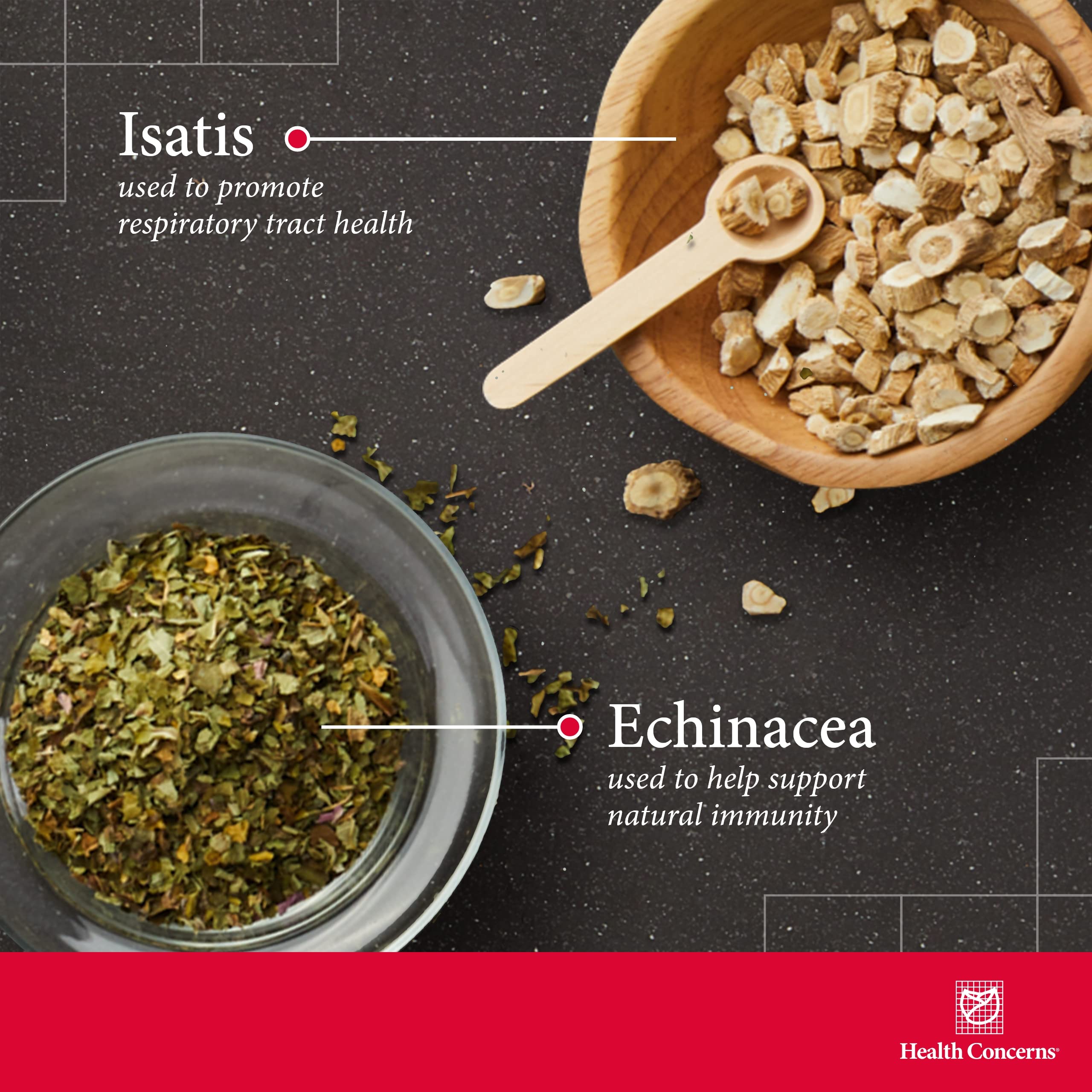 Health Concerns Isatis Gold packaging on shelf for travel-friendly immune care.
