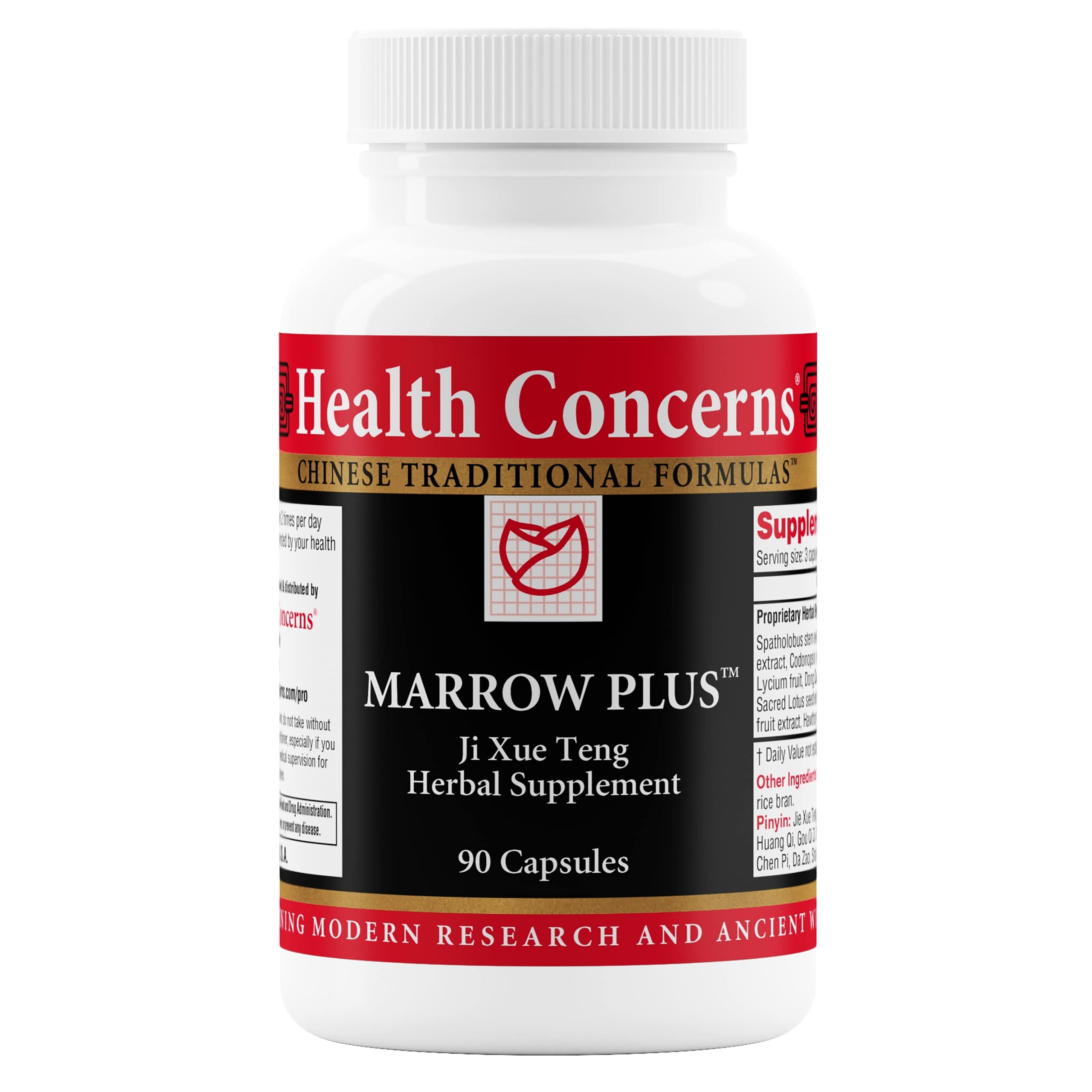 Health Concerns Marrow Plus bottle front showing herbal blend for daily vitality.