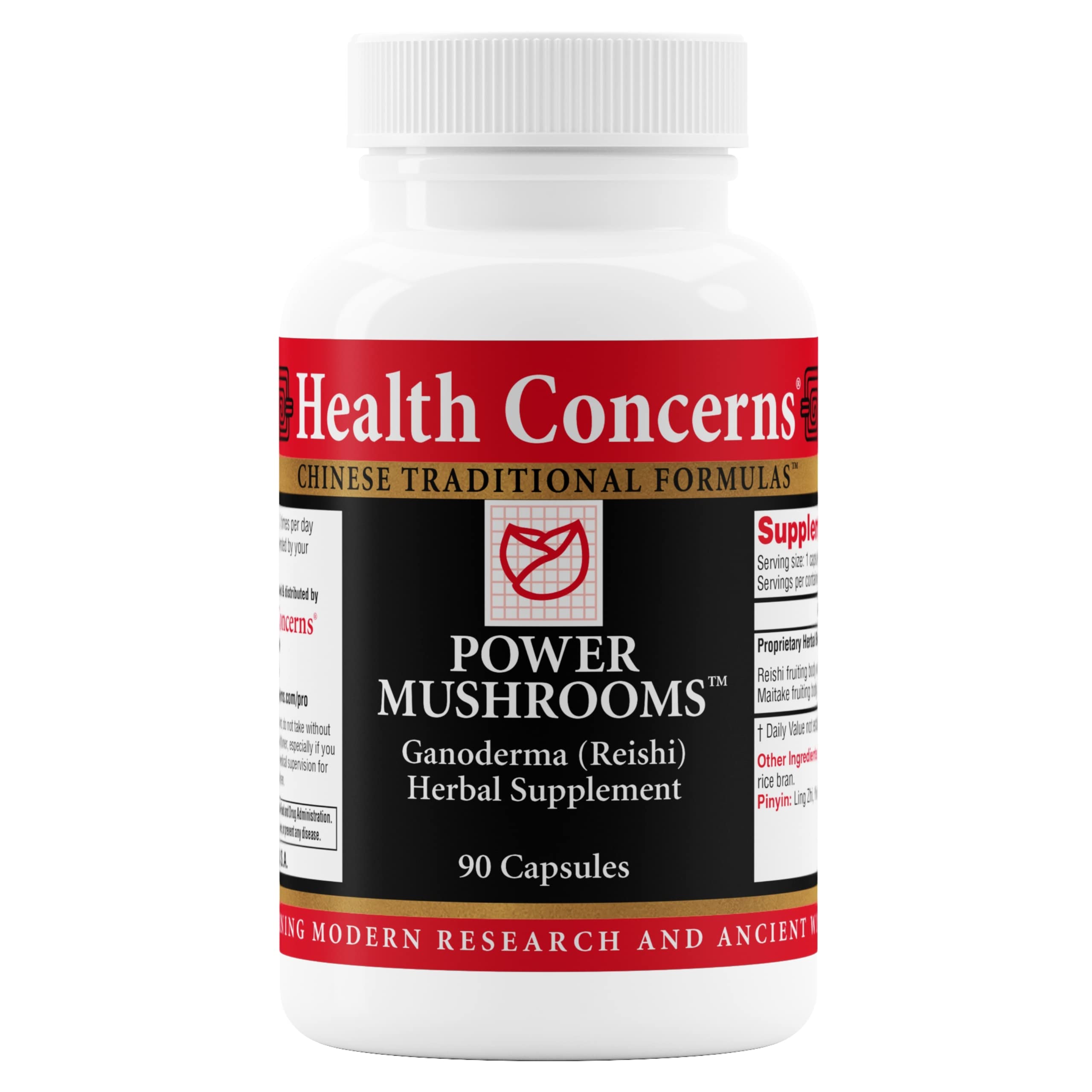 Health Concerns Power Mushrooms bottle with capsules for daily immune support