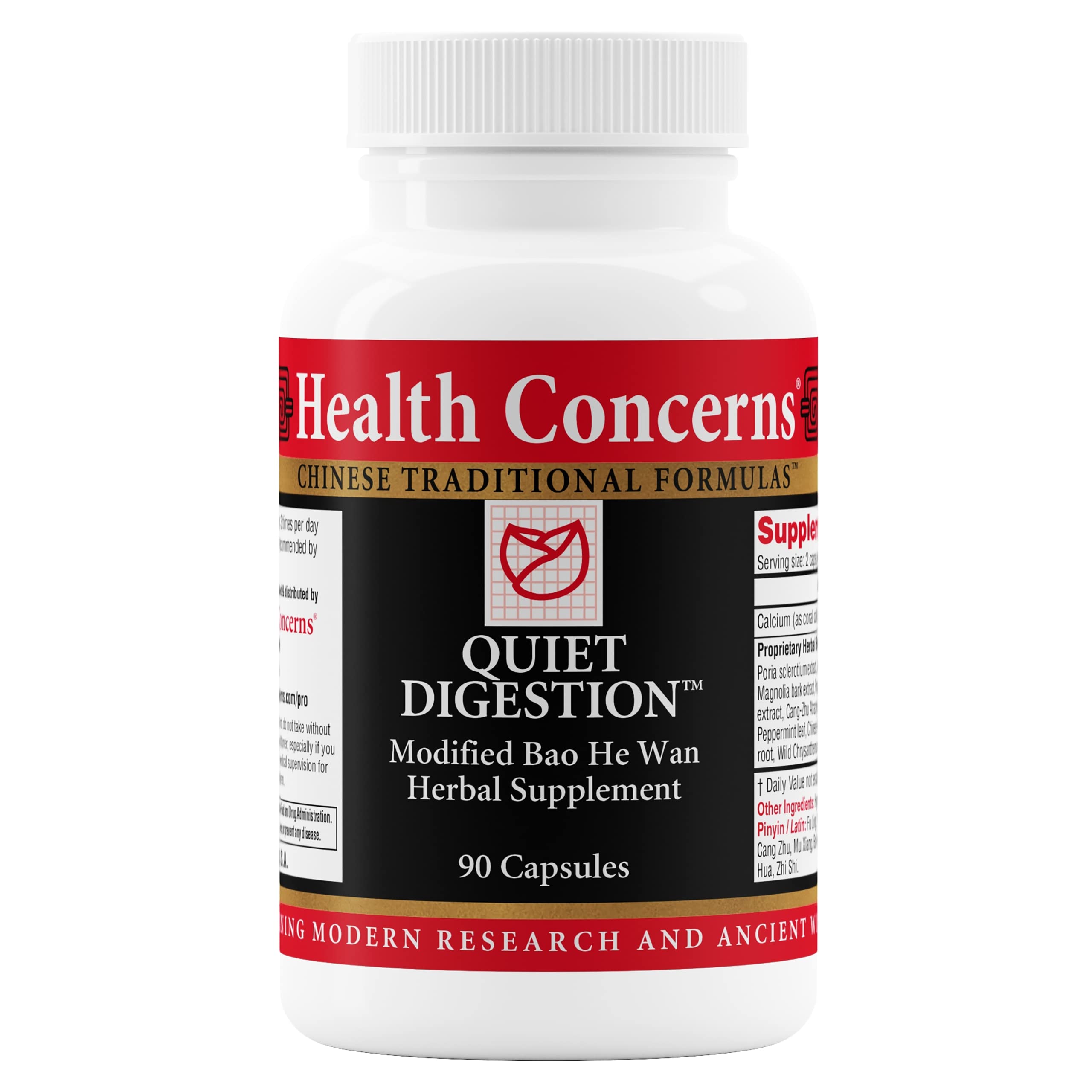 Health Concerns Quiet Digestion bottle front for on-the-go digestive support