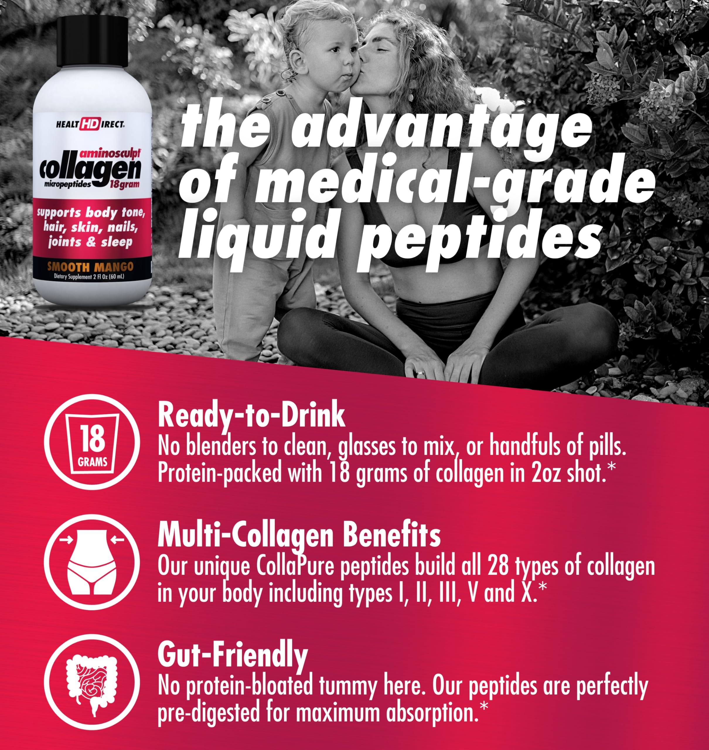 Kosher, non-GMO sugar-free collagen shot from Health Direct for dietary flexibility.