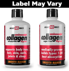 HEALTH DIRECT AminoSculpt sugar-free collagen pour shot highlighting quick absorption.