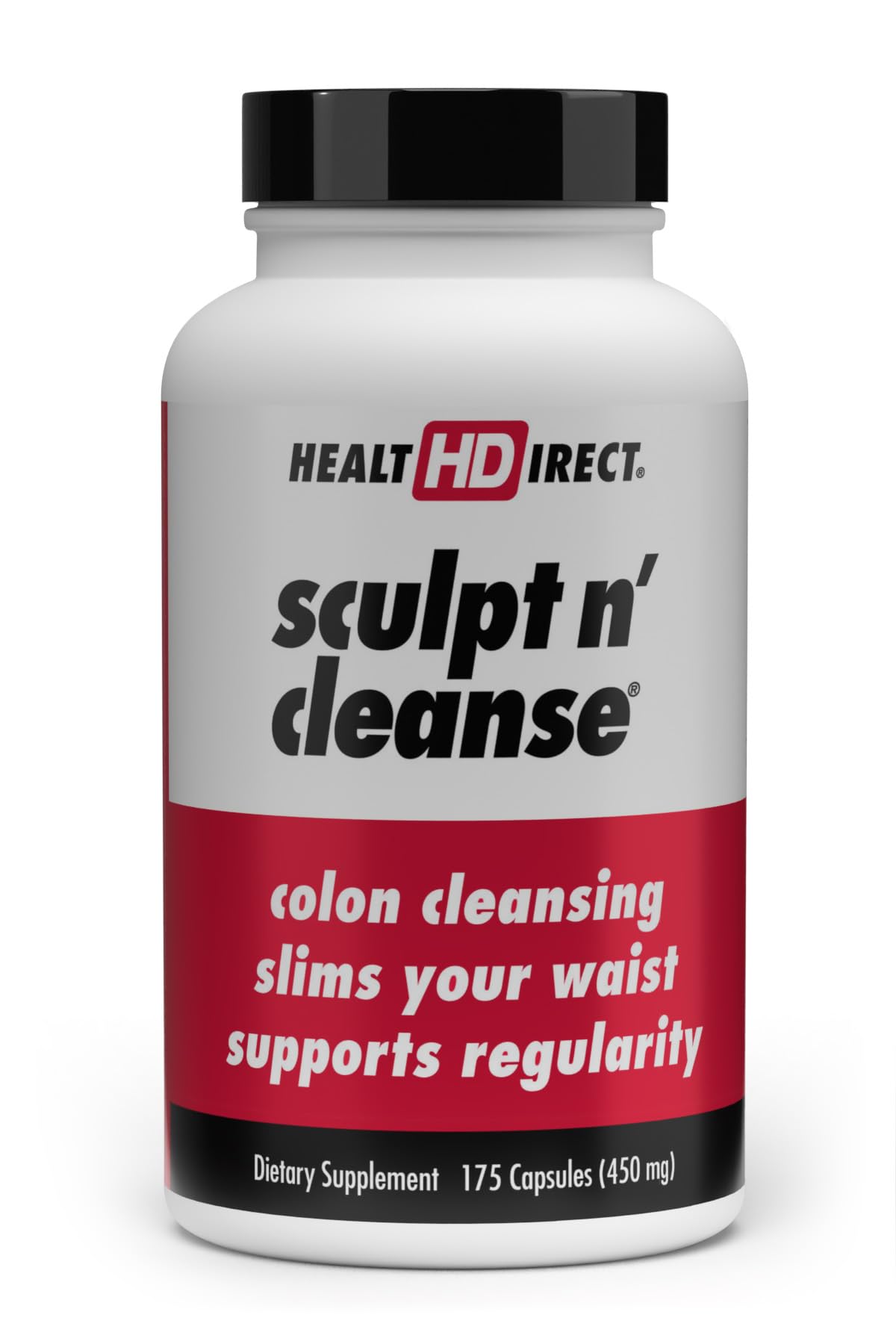 Health Direct Sculpt n' Cleanse capsules demonstrating easy, vegetarian detox supports regularity.