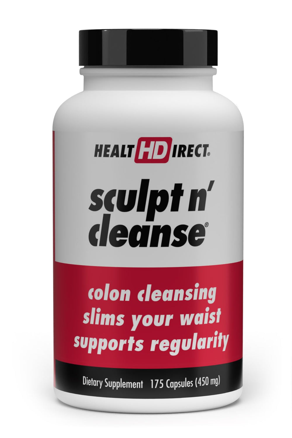 Health Direct Sculpt n' Cleanse capsules demonstrating easy, vegetarian detox supports regularity.
