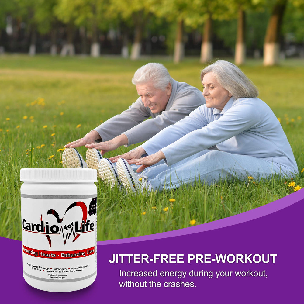 CardioForLife grape powder poured into a glass, refreshing flavor