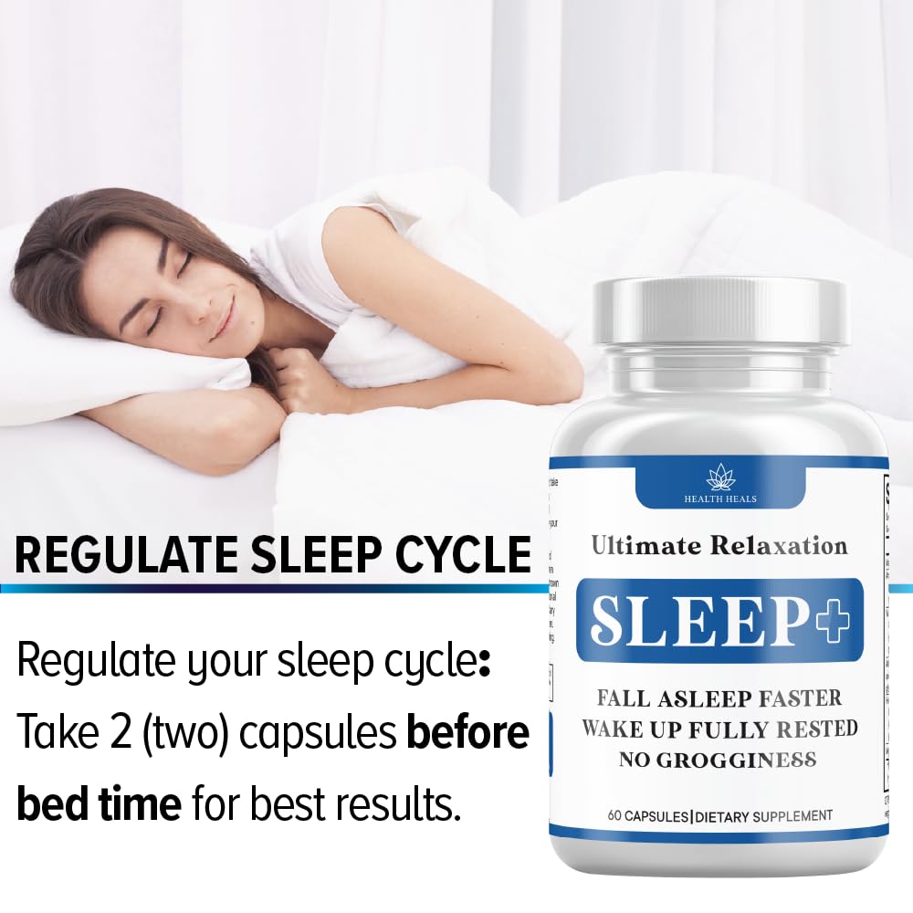Health Heals Relaxation Sleep Aid glass of water ready to swallow