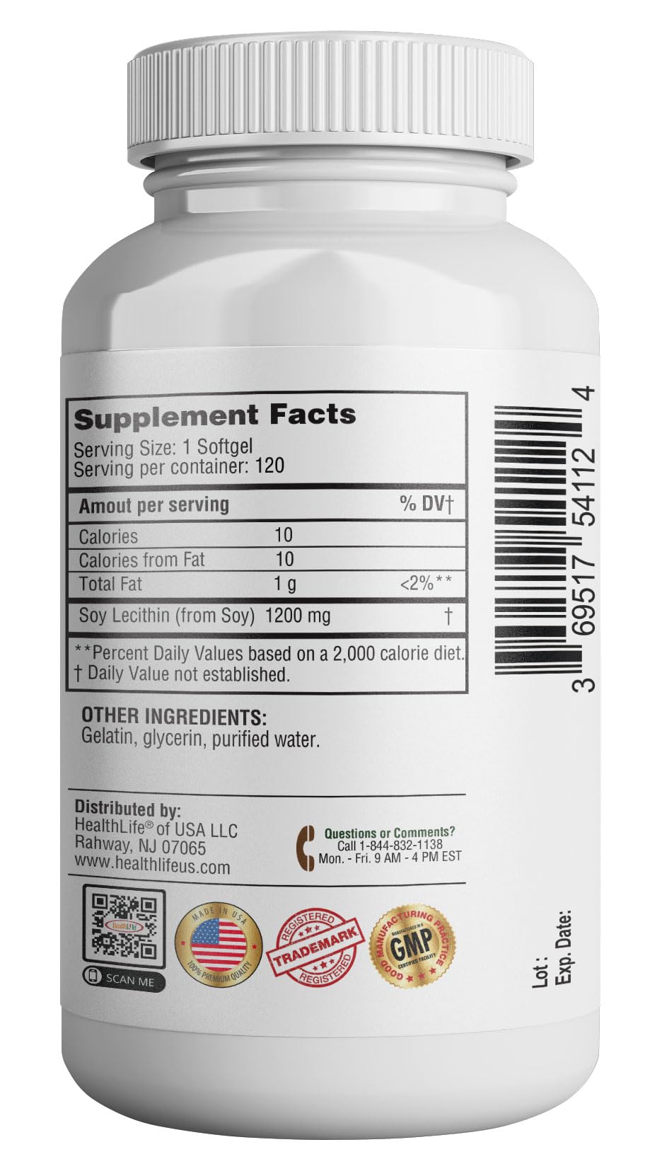 Health LFE Lecithin bottle pouring softgels for daily routine